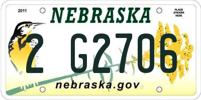 NE license plate 2G2706