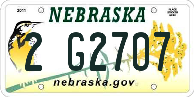 NE license plate 2G2707
