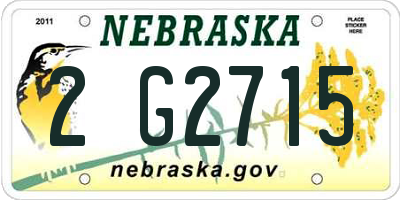 NE license plate 2G2715