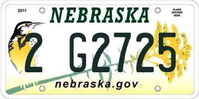 NE license plate 2G2725