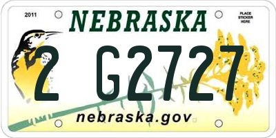 NE license plate 2G2727