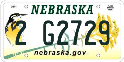 NE license plate 2G2729