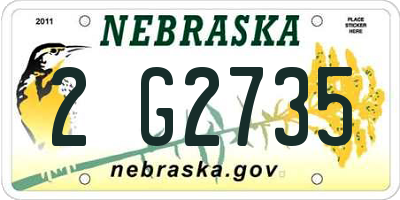 NE license plate 2G2735