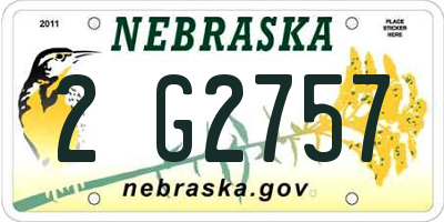 NE license plate 2G2757