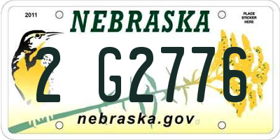 NE license plate 2G2776