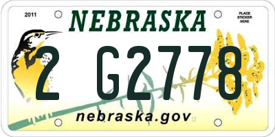 NE license plate 2G2778