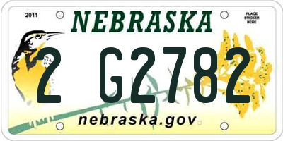 NE license plate 2G2782
