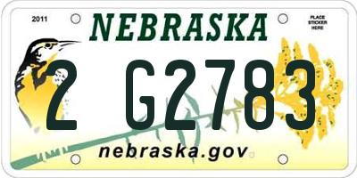 NE license plate 2G2783