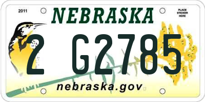 NE license plate 2G2785