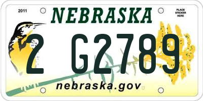 NE license plate 2G2789