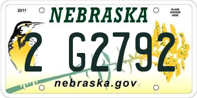 NE license plate 2G2792