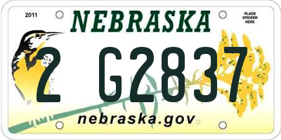 NE license plate 2G2837