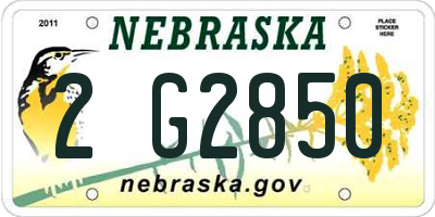 NE license plate 2G2850