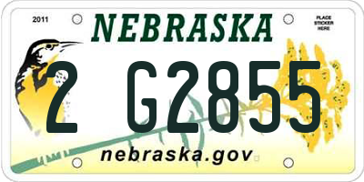 NE license plate 2G2855