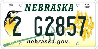 NE license plate 2G2857