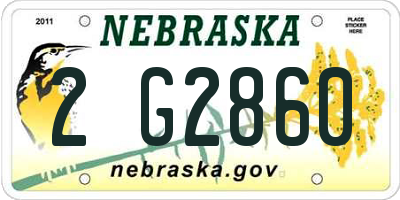 NE license plate 2G2860