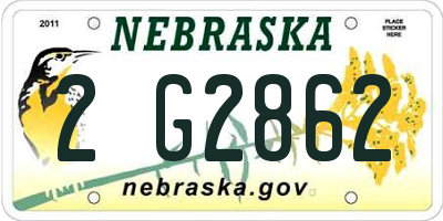 NE license plate 2G2862