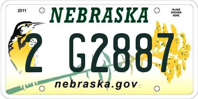 NE license plate 2G2887