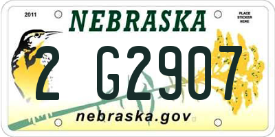 NE license plate 2G2907