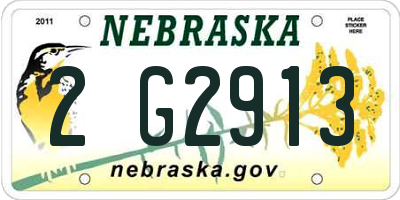 NE license plate 2G2913