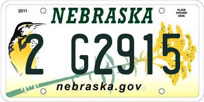 NE license plate 2G2915