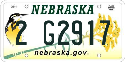 NE license plate 2G2917