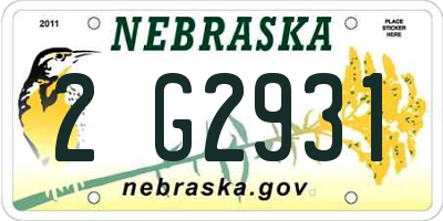 NE license plate 2G2931