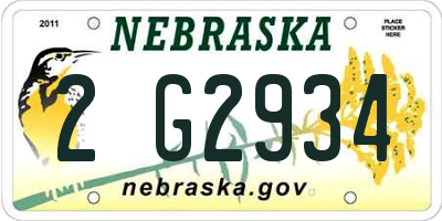 NE license plate 2G2934