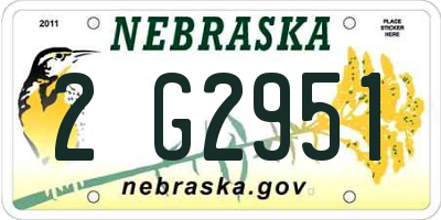 NE license plate 2G2951
