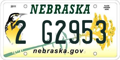 NE license plate 2G2953