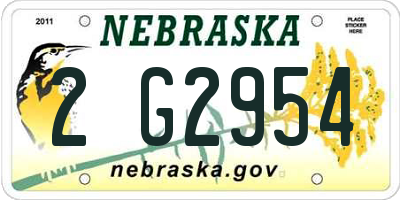 NE license plate 2G2954