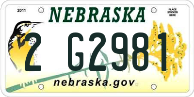 NE license plate 2G2981