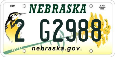 NE license plate 2G2988