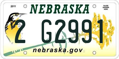 NE license plate 2G2991