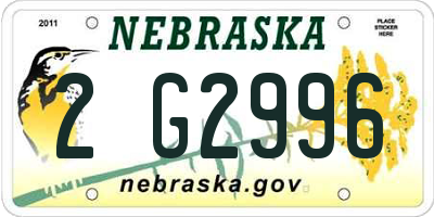 NE license plate 2G2996