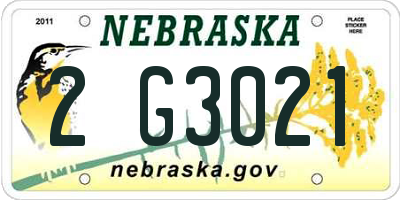NE license plate 2G3021