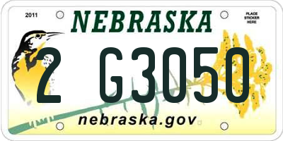 NE license plate 2G3050