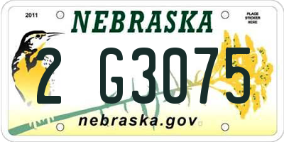 NE license plate 2G3075