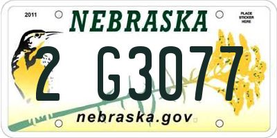 NE license plate 2G3077