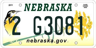 NE license plate 2G3081