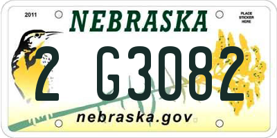 NE license plate 2G3082