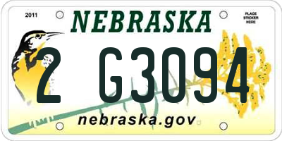 NE license plate 2G3094