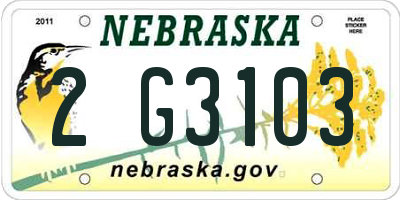 NE license plate 2G3103