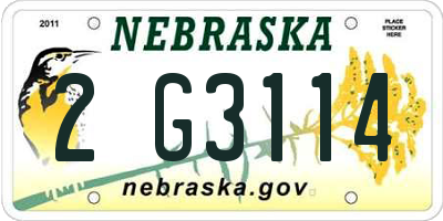 NE license plate 2G3114