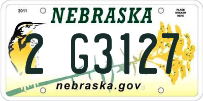 NE license plate 2G3127