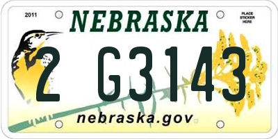 NE license plate 2G3143