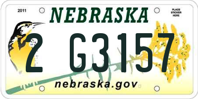 NE license plate 2G3157