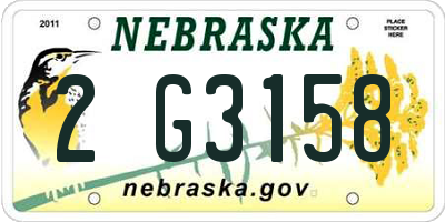 NE license plate 2G3158