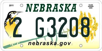 NE license plate 2G3208