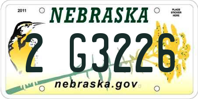 NE license plate 2G3226